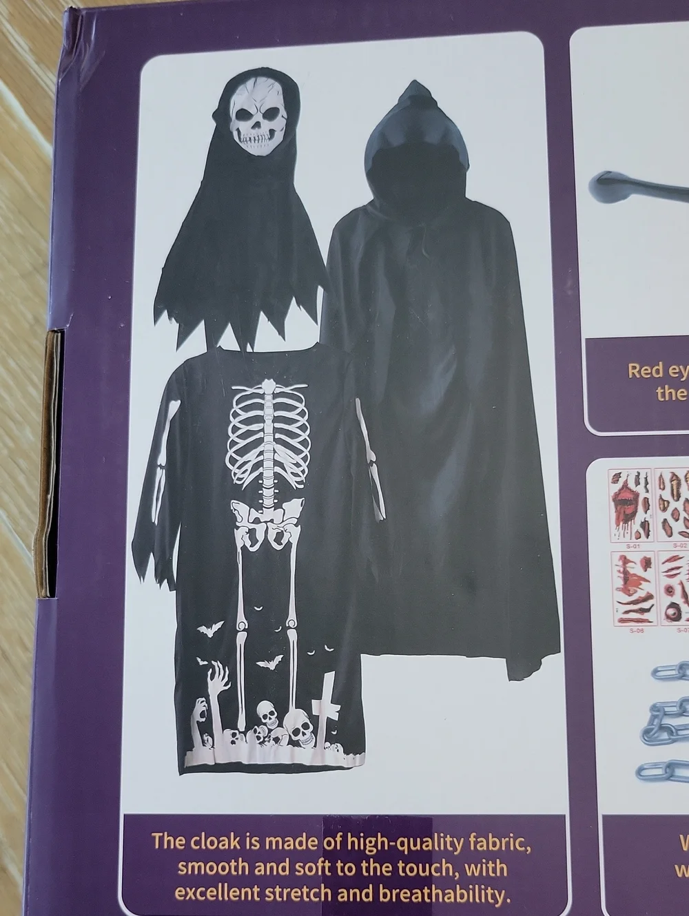 Kids Grim Reapet Costume Set Scythe Gloves Cloak Glasses Size Small NEW